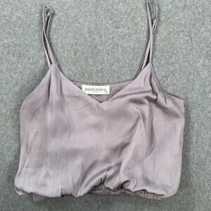 Pants Store Cropped Bubble Tank Top Size Small Purple V-Neck Spaghetti Strap